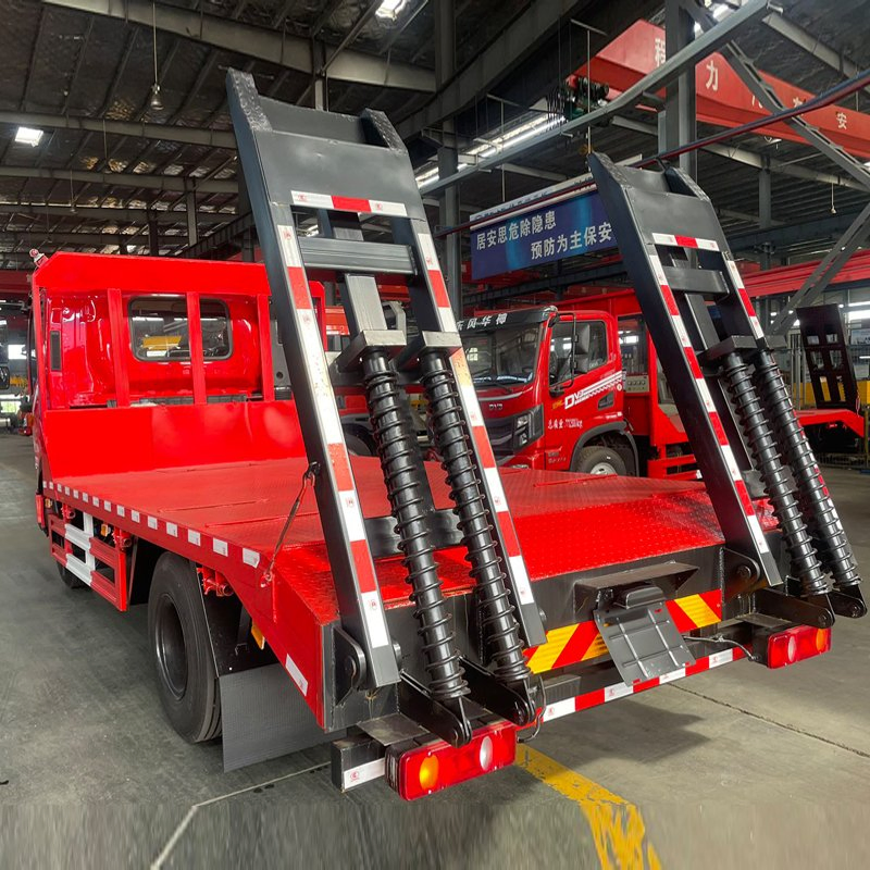 Lowboy Flatbed Low Boy Flat Bed Cargo Excavators Bulldozers Loaders Engineering Construction Machinery Transport Towing Transporting Tow Truck Vehicle Trailer