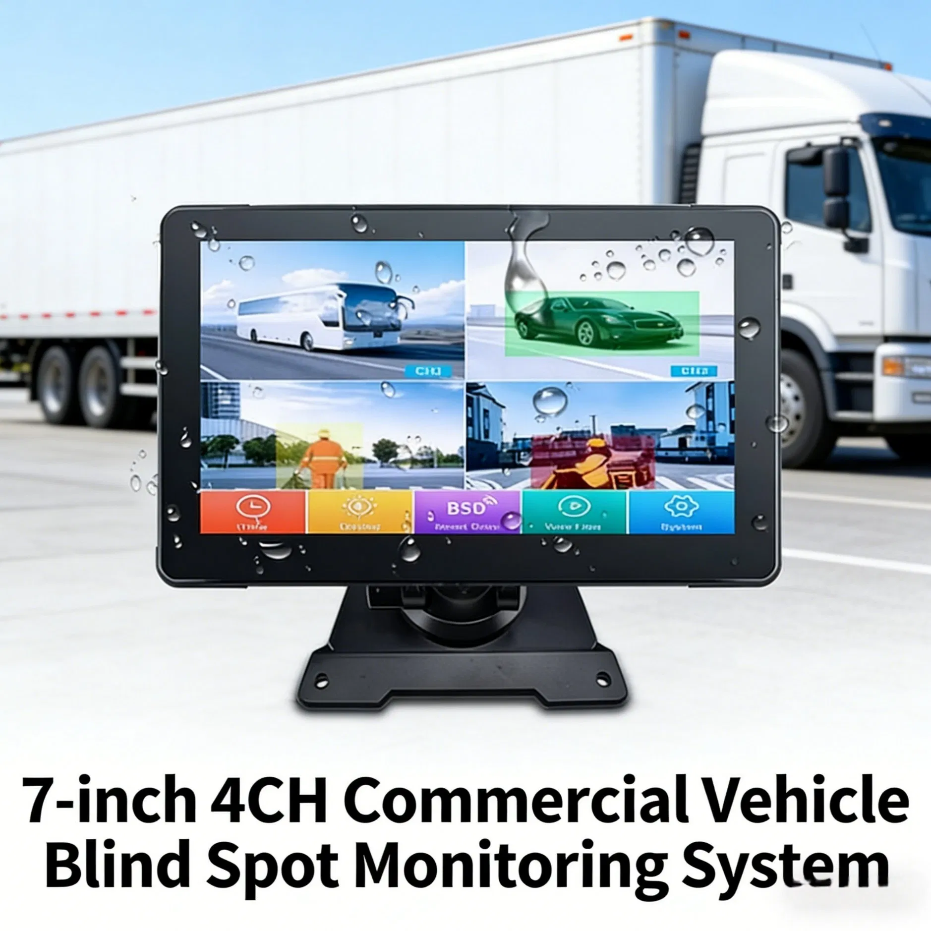 Factory Direct Waterproof Touch Monitor Bsd Camera System Blind Spot Warning for Truck Semi Trailer
