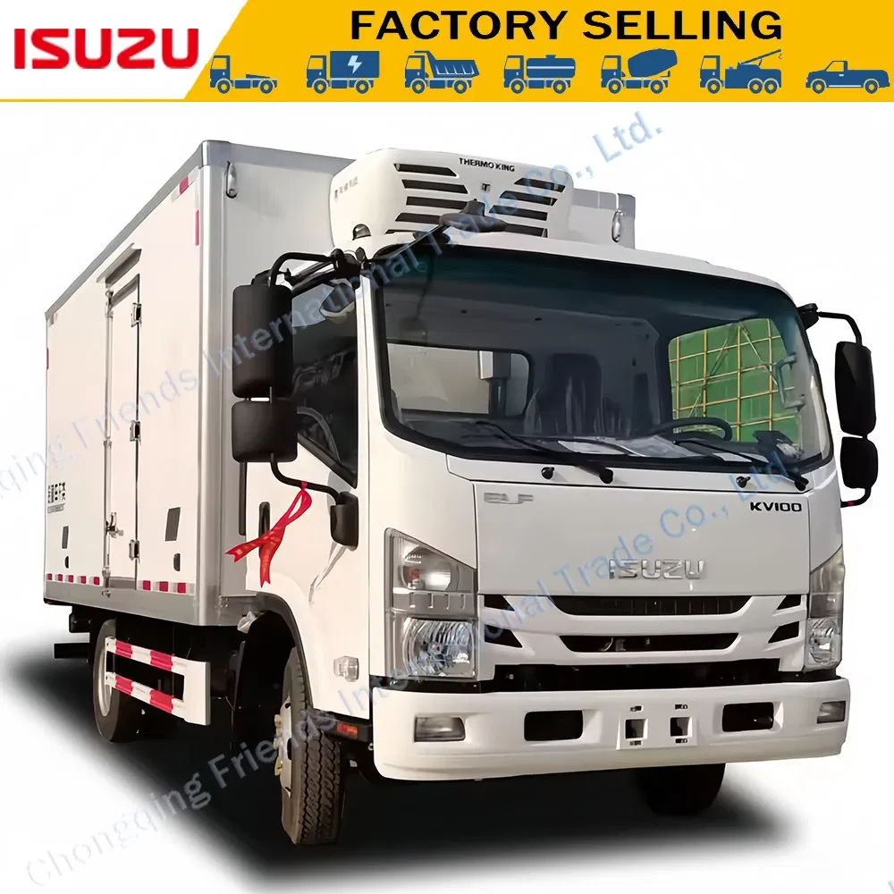 Isuzu Nkr 100p Kv100 Refrigerated Truck Refrigerator Cooling Van Small Freezer Sea Food Meat Chicken Vegetable Fruit Truck Frozen Reefer Transport