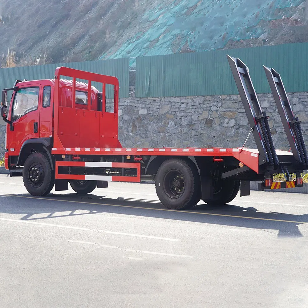 Tri-Ring 4X2 Flatbed Tow Truck Transport Cargo Truck for Towing Excavators and Construction Machinery