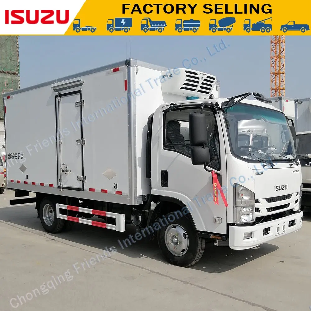 Isuzu Nkr 100p Kv100 Refrigerated Truck Refrigerator Cooling Van Small Freezer Sea Food Meat Chicken Vegetable Fruit Truck Frozen Reefer Transport
