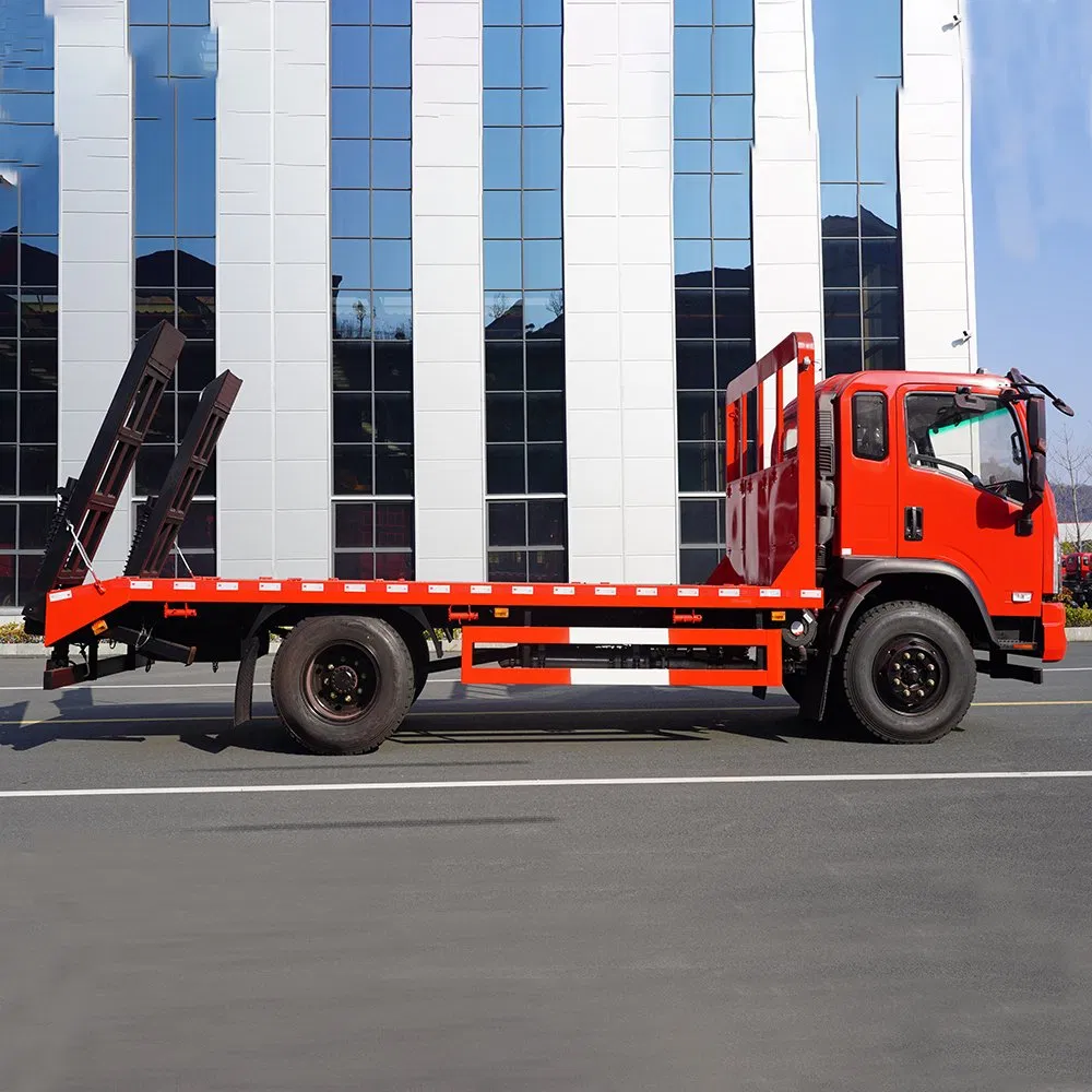 Tri-Ring 4X2 Flatbed Tow Truck Transport Cargo Truck for Towing Excavators and Construction Machinery