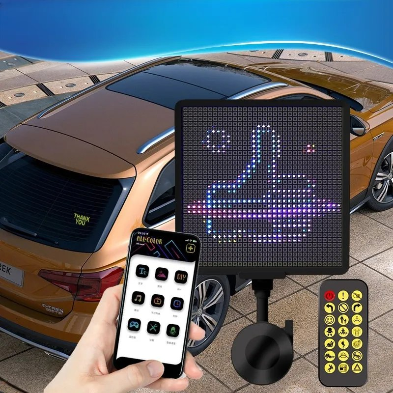 Tela de Mini LED para Carro, Display LED para Janela Traseira do Carro, Tela de Sinalização LED Controlada por APP