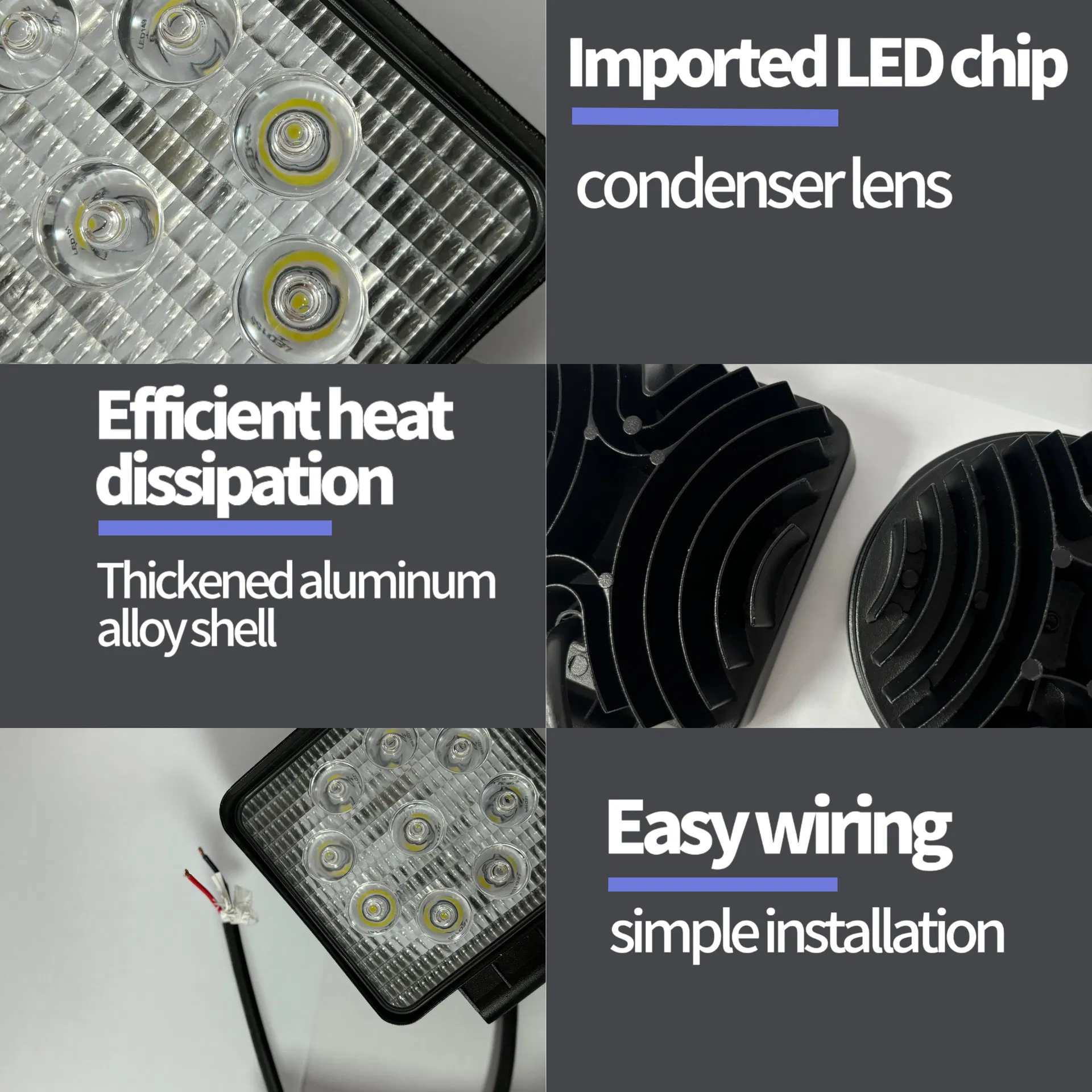 27W Luzes de Trabalho LED Amarelas e Brancas para Motocicletas Adequadas para Veículos Agrícolas