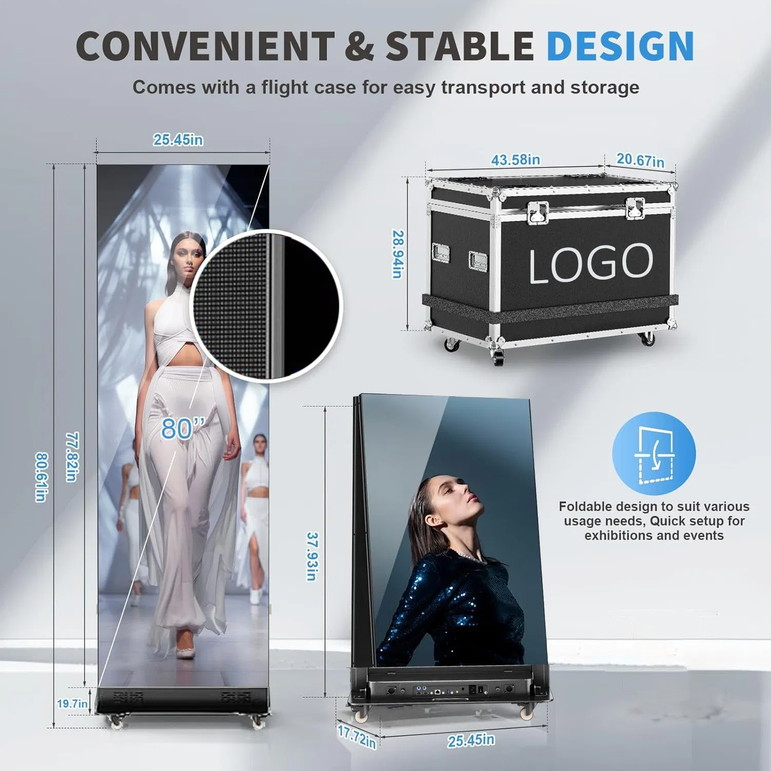 Display LED inteligente sem fio de alta luminosidade para publicidade em lojas