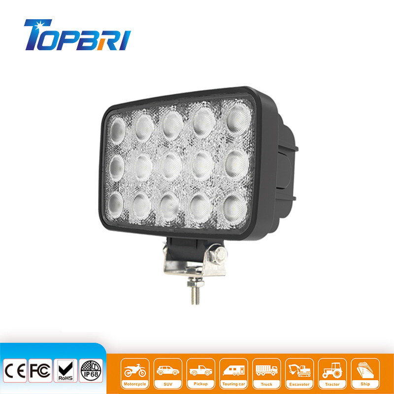 Lâmpada de Trabalho LED Retangular Poderosa 45W para Veículos Agrícolas Automotivos