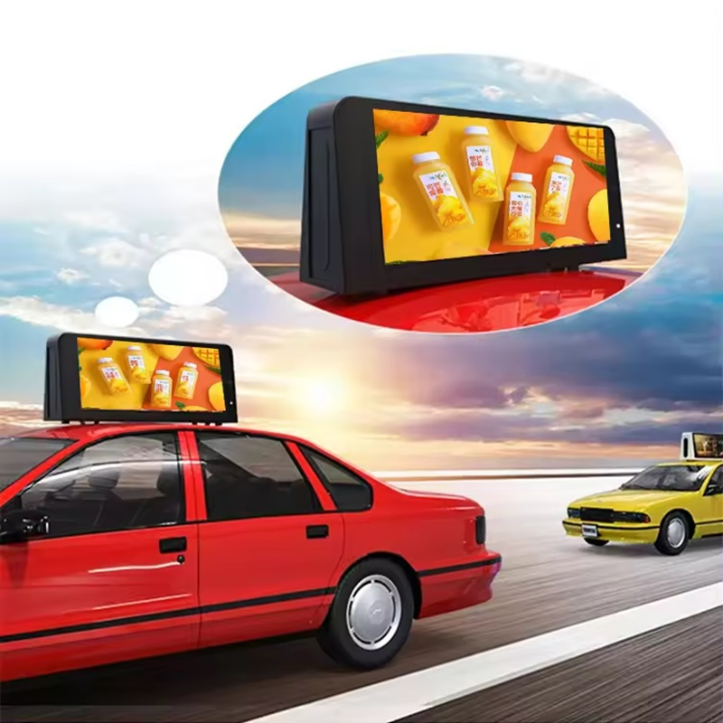 Veículo de Táxi Comercial com Teto Colorido Publicidade Digital em Carro Tela de Exibição LED de Alta Resolução P2.5