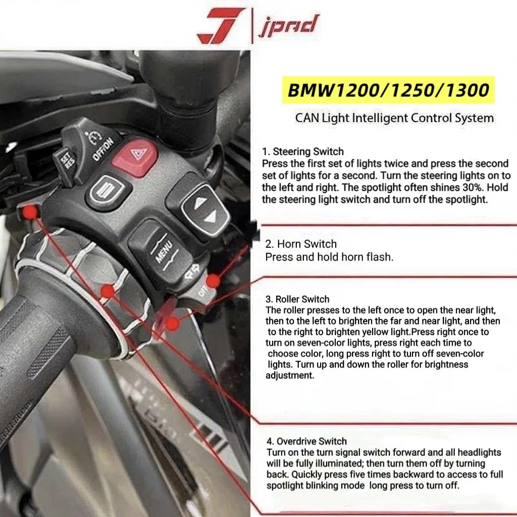 Sistema de Iluminação Inteligente para Motocicletas da BMW R12b00GS/1250GS Controle Original de Interruptor de Veículo Spotlight Ezcan