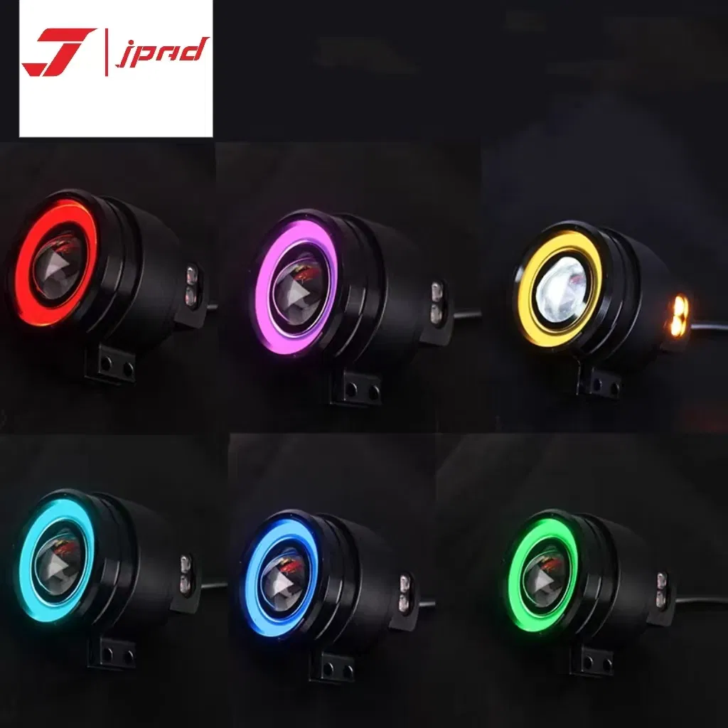 Jpad J1s Farol de LED para Motocicleta 6-Color Luz Auxiliar Halo Branca Amarela IP67 Acessórios para Motocicleta à Prova d'Água Sistema de Iluminação de Farol e Luz de Neblina