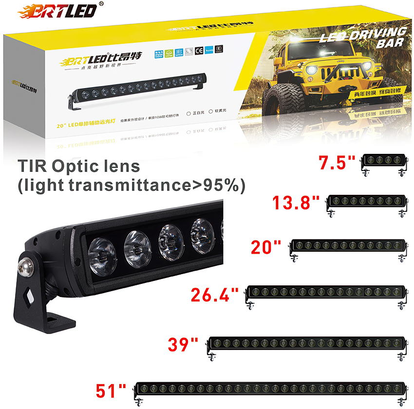 51inch Luzes Estroboscópicas para Veículos Caminhão Carro LED Curvado Reto Luz de Barco Combo de Inundação e Ponto