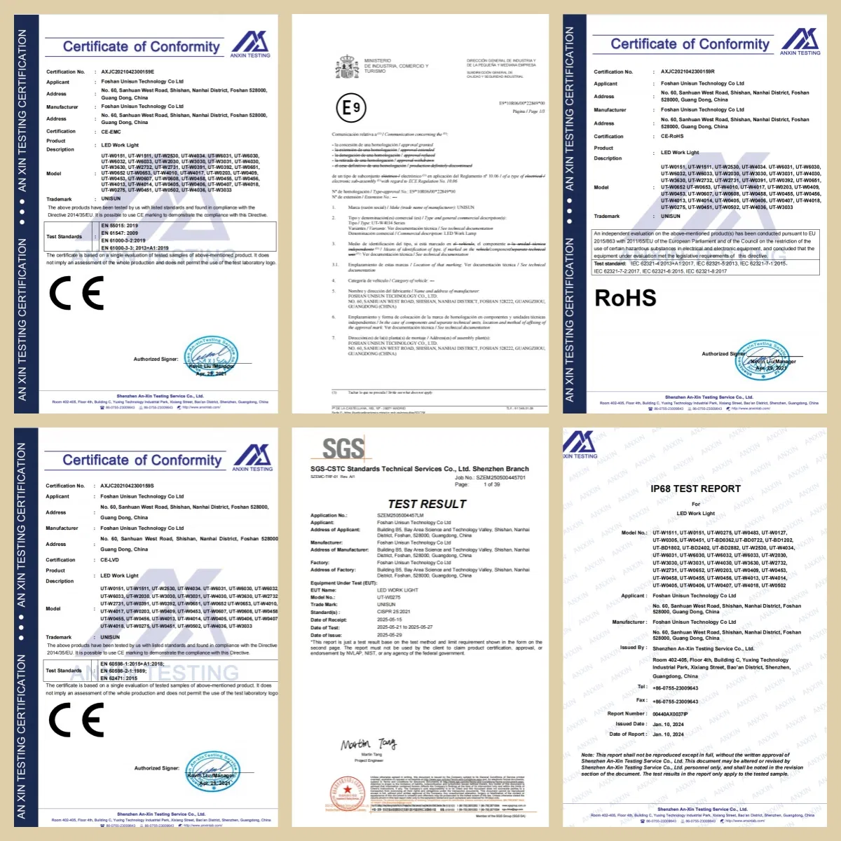 Certificações CE RoHS
