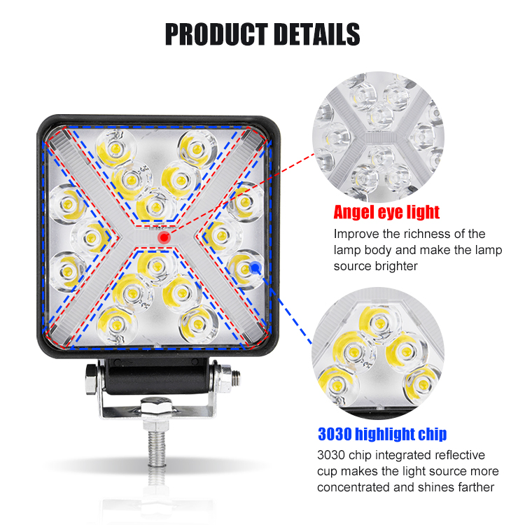 Luz de Trabalho LED Bkr 12V/24V 48W Luz LED Angel Eye para Off Road 4X4 Luz de Trabalho LED para Caminhão e Veículos Off-Road