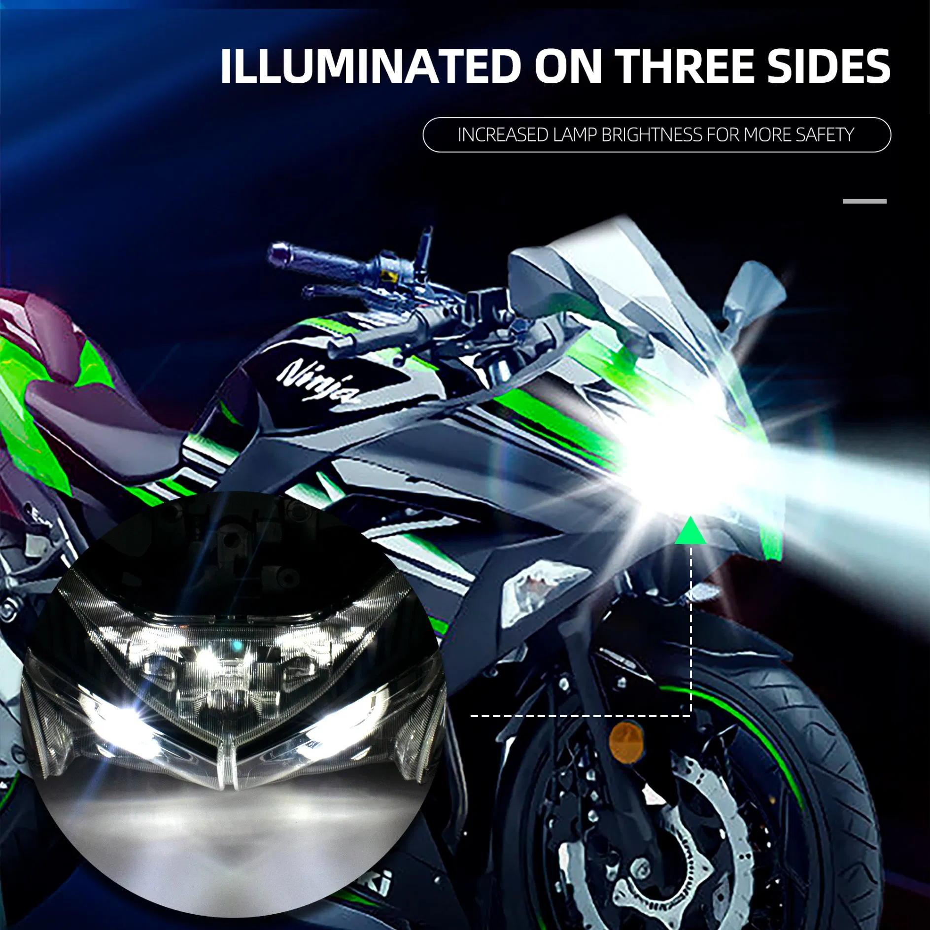 Sistema de Iluminação Automotiva com Farol Forte de Design de Pupila de Corrida com Sinalizador LED para YAMAHA Nvx Aerox 155