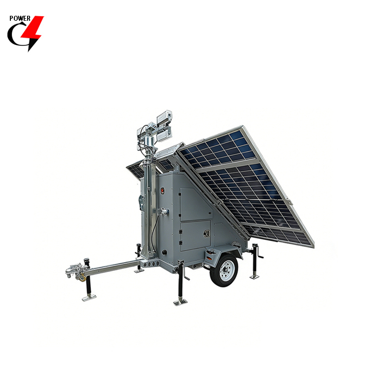 Torre de Luz Solar para Trailer 4X150W 5000K Luzes LED de Dia IP44 Sistema de Iluminação Externa