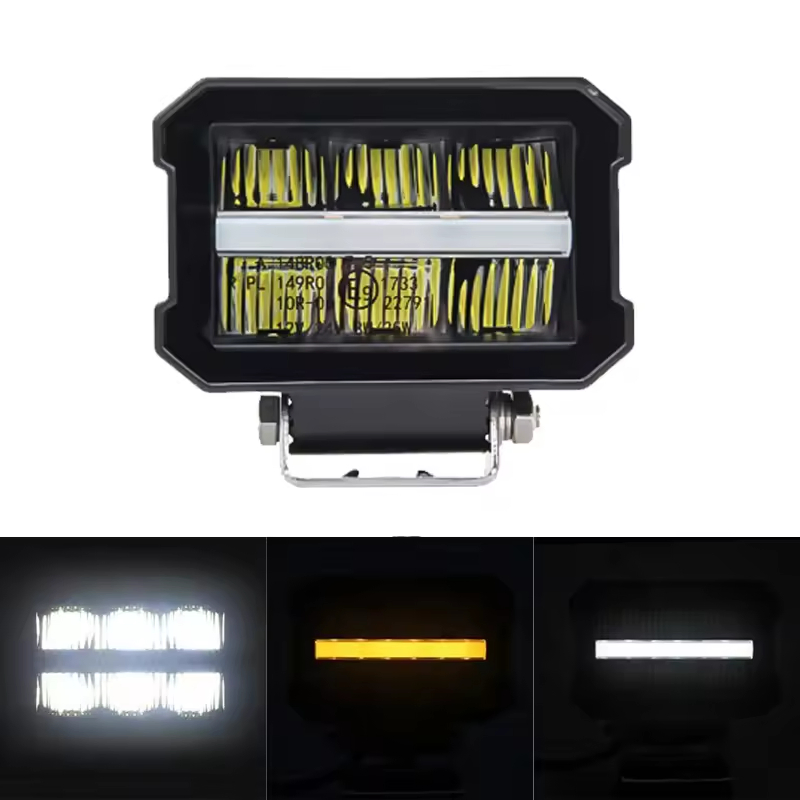 Spotlight LED para Veículo Offroad Luz de Carro 12V Barra LED 24V 4X4 luz de trabalho auxiliar DRL de cor dupla com duas fileiras de LED