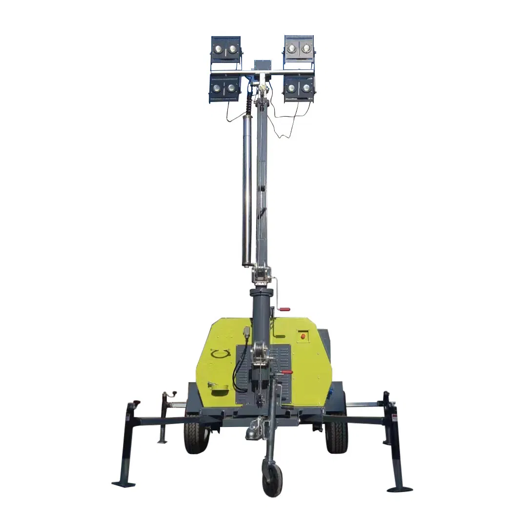 5m/7m/9m Veículo de Iluminação com Elevador Elétrico Manual 2kw/4kw /6kw Gerador a Diesel com 1000W*4 Haleto de Ouro Light/400W*4LED Luz