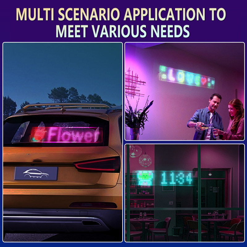 590*120mm Painel de LED Ultra Claro de Matriz Macia em Cores para Publicidade em Festivais, Tela Adesiva para Janela de Carro
