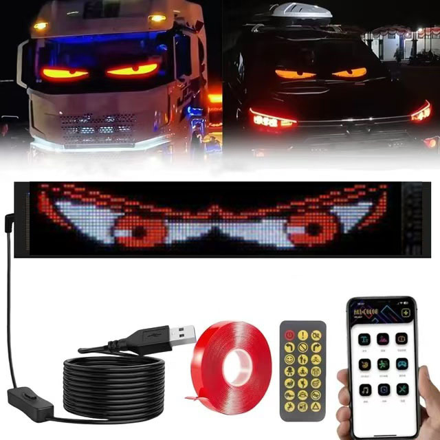 Controle de Aplicativo Inteligente Carro Tela de Exibição Rolante Iluminação DIY Matriz de LEDs Pixel