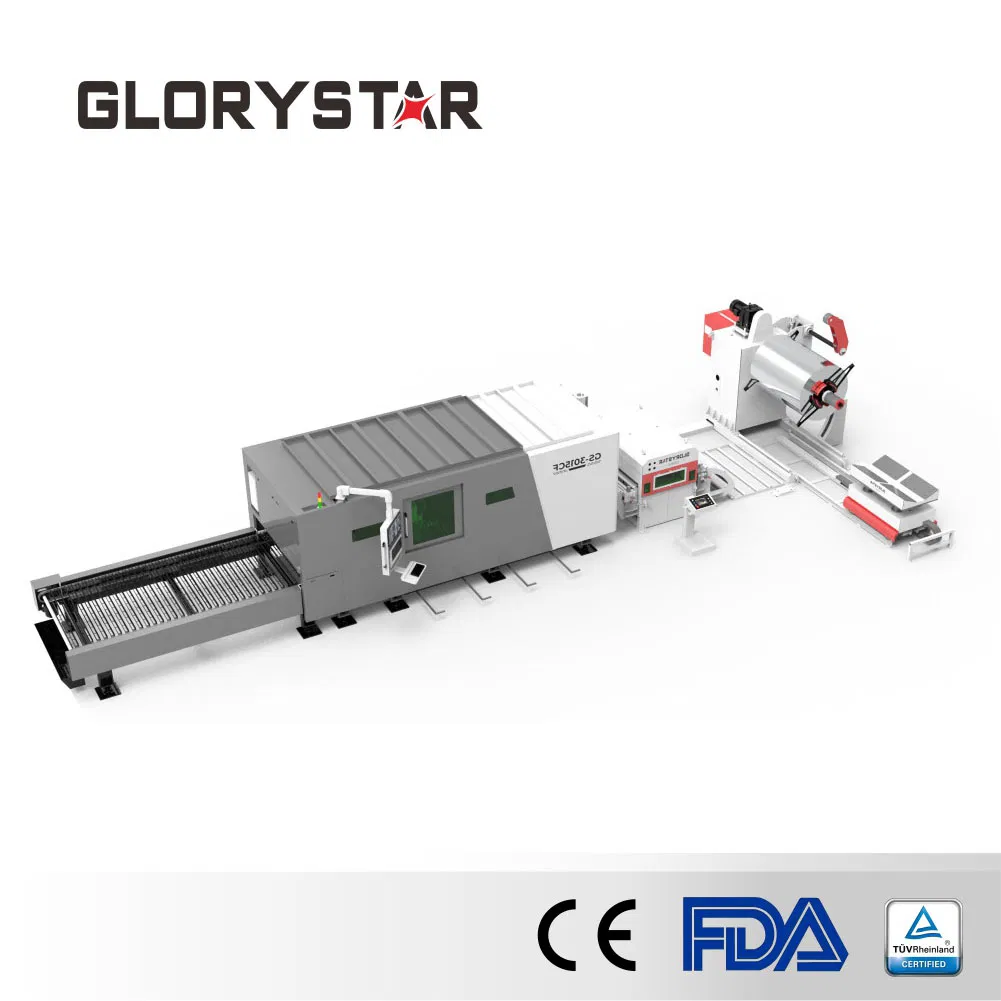 Sistema de Alimentação de Desenrolamento e Nivelamento de Bobinas Totalmente Automatizado Glorystar - Layout de Piso Adaptativo e Proteção de Feixe para Fábricas de Múltiplos Ângulos