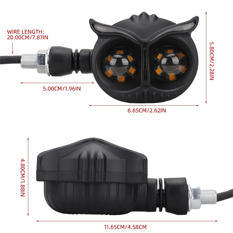 2PCS Sinalizadores LED de Motocicleta Universal Owl Luzes Indicadoras Âmbar Pisca-Piscas Sistema de Iluminação para Motocicleta