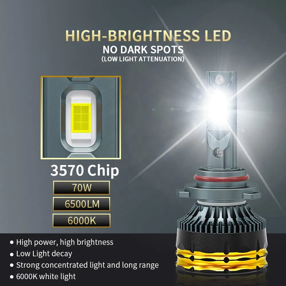Lâmpadas LED de Alta Potência 6500lm 6000K Inteligentes 120W H1 H3 9012 H11 9005 9006 Tubo de Cobre Farol LED Automotivo