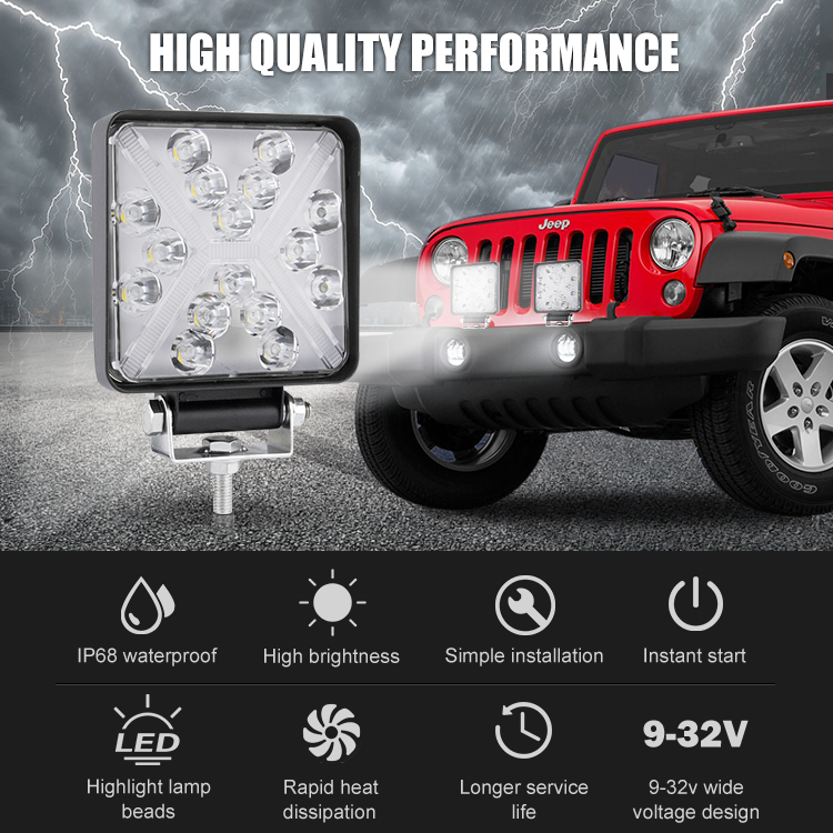 Luz de Trabalho LED Bkr 12V/24V 48W Luz LED Angel Eye para Off Road 4X4 Luz de Trabalho LED para Caminhão e Veículos Off-Road