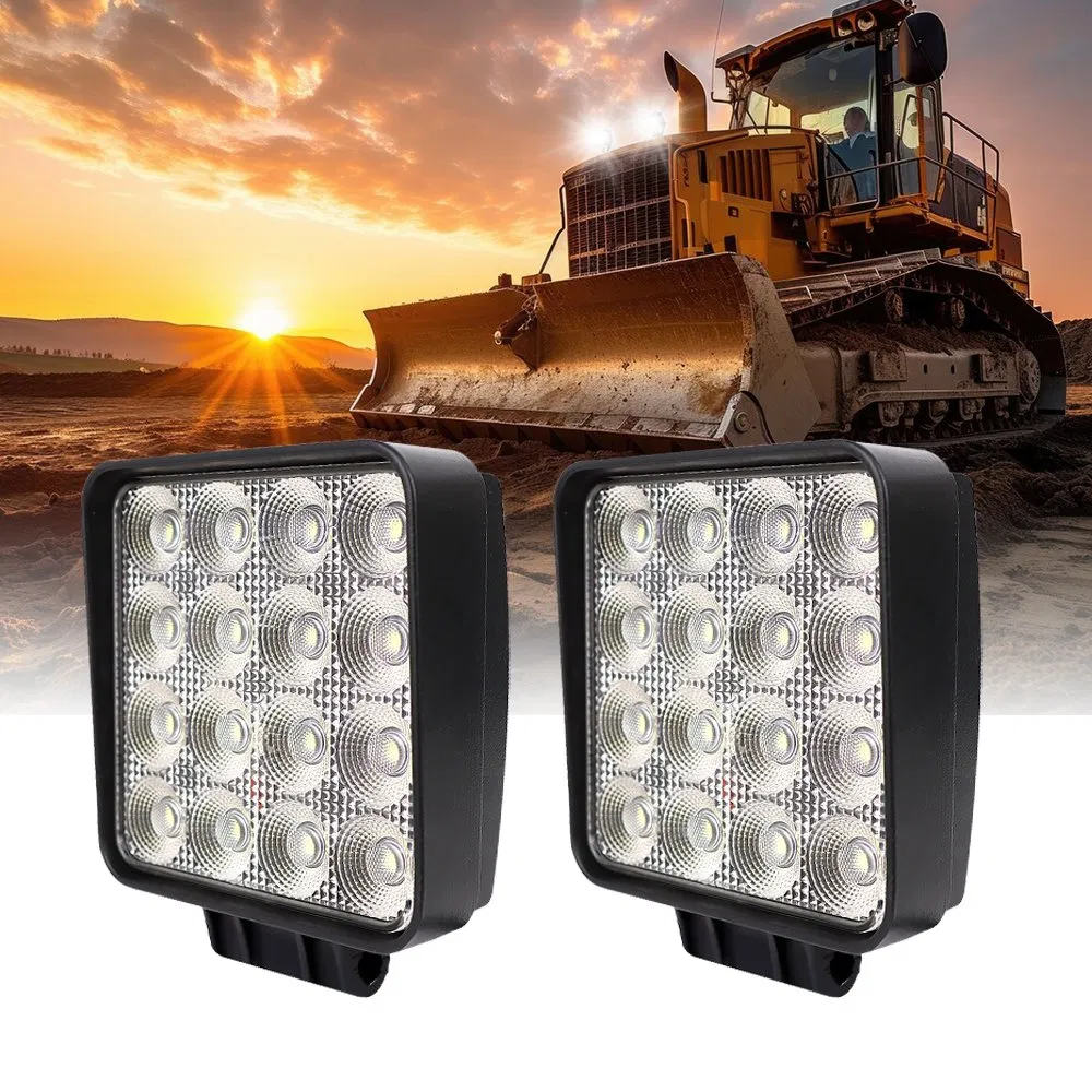 4 Polegada 50W 5000lm Luz de Trabalho LED 6000K Feixe de Inundação Carcaça de Alumínio Fundido para Veículos Agrícolas, Tratores, Empilhadeiras, etc