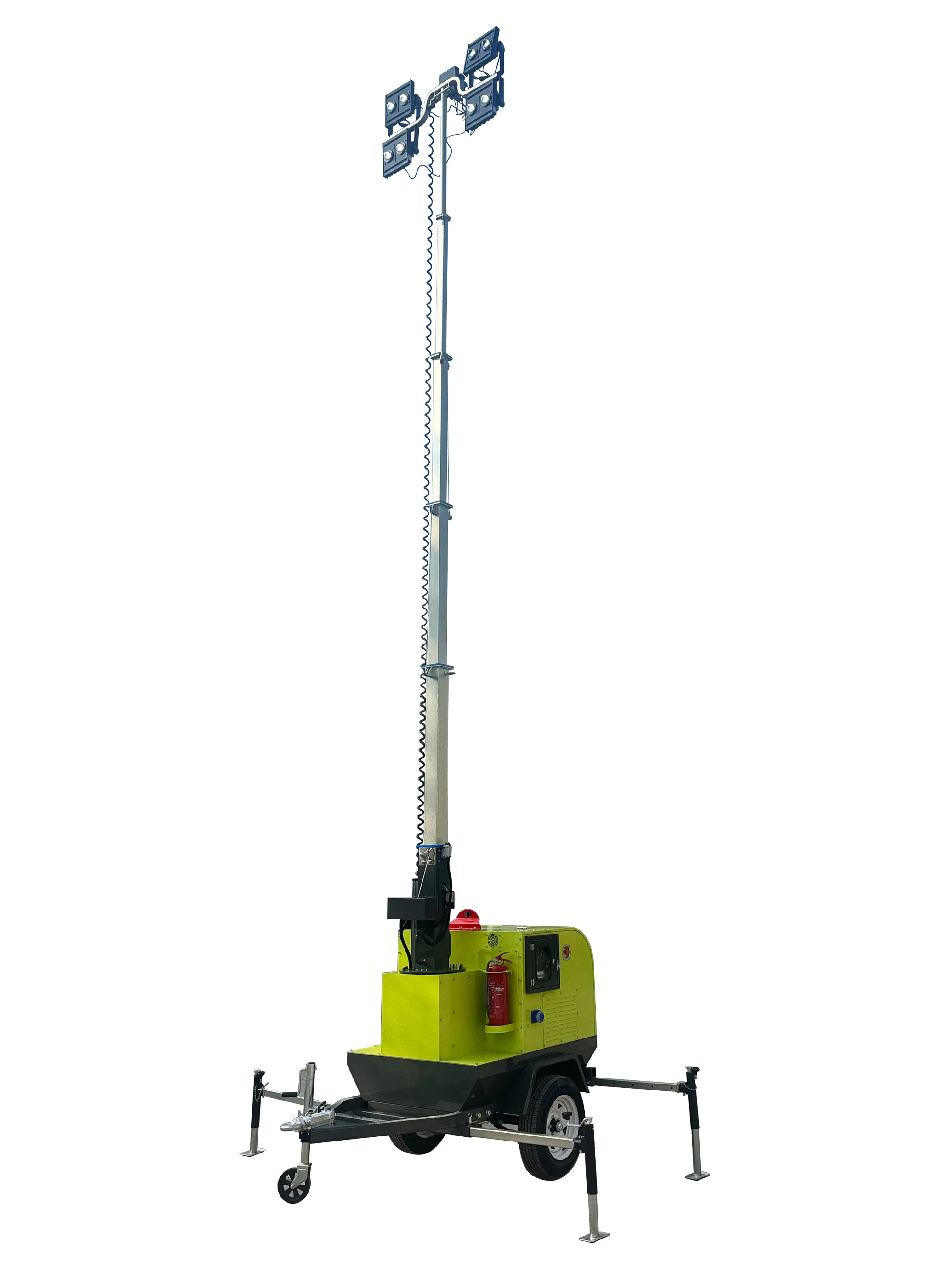 9m Veículo de Elevação Elétrica Manual com Iluminação 6kw Gerador a Diesel com 1000W*4 Haleto de Ouro Light/400W*4LED Elevação Hidráulica do Tipo Basculante
