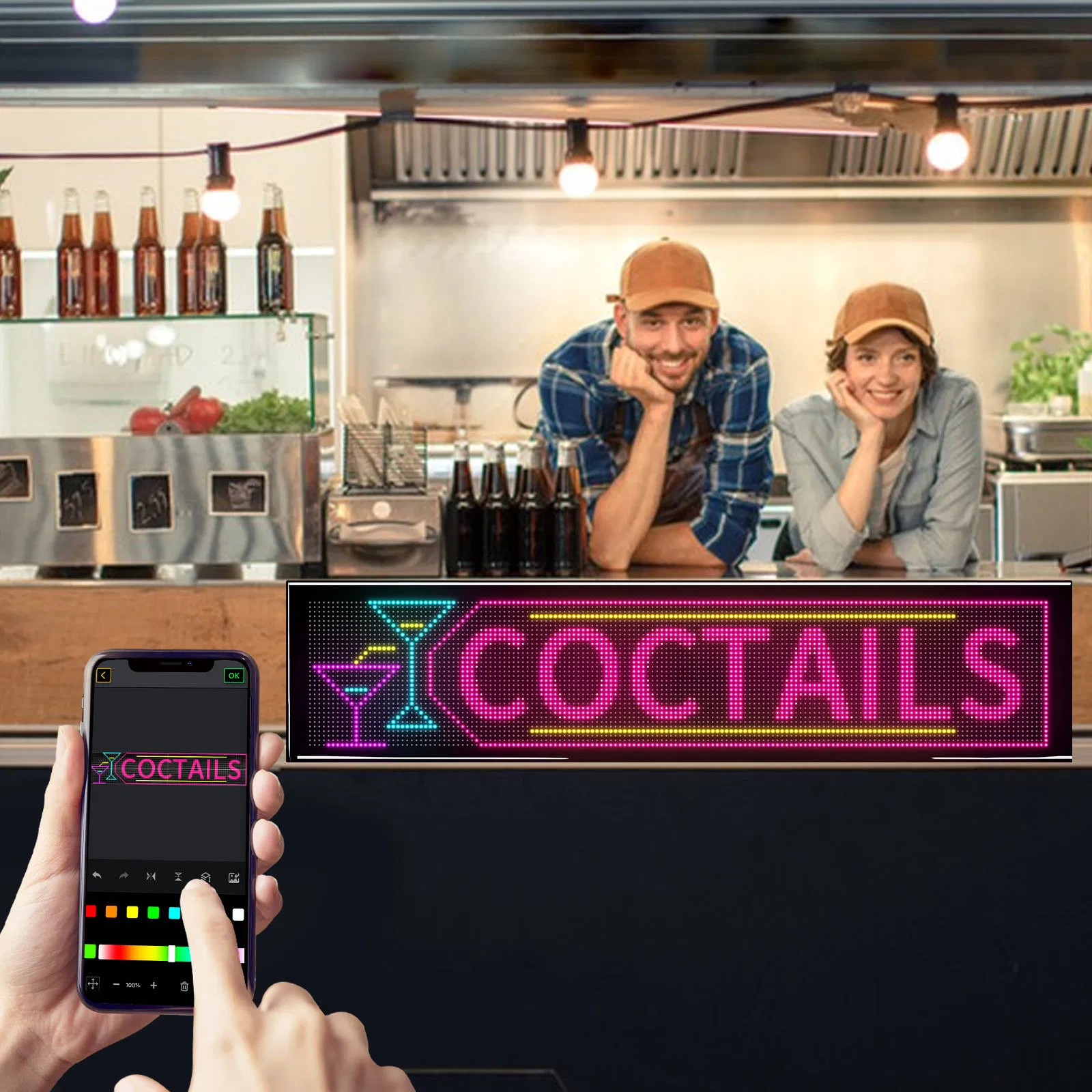 3340*294mm Painel Adesivo Brilhante de Tela LED Flexível Inteligente