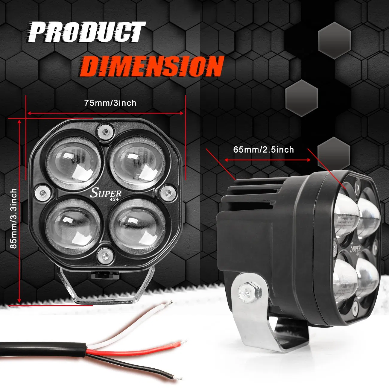 Luz de Trabalho LED Atacadista 40W 12V/24V Lâmpada de Trabalho LED para Ônibus, Veículos Off-Road 4X4 3inch Luz de Trabalho Super Brilhante e à Prova d'Água