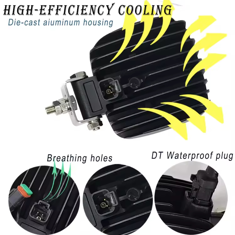 30W Luz de Trabalho LED com Soquete Dt Integrado IP68 Lâmpada de Condução à Prova d'Água para Tratores, Máquinas Agrícolas e Veículos Off-Road