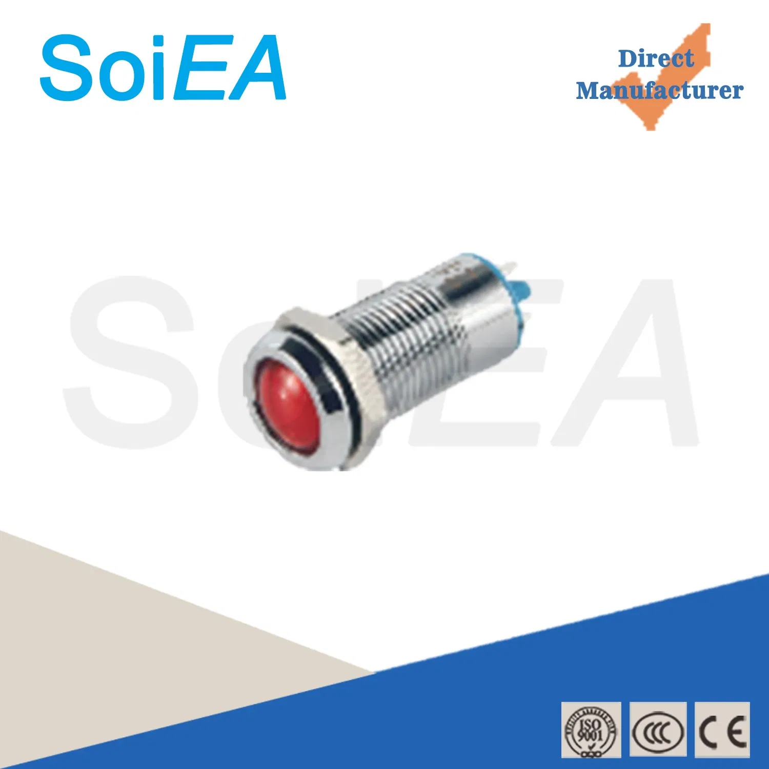 16mm Lâmpada de Sinal de Metal Preto, Latão, Aço Inoxidável, Revestido de Níquel IP67 Avaliado 6V Terminal de Parafuso LED
