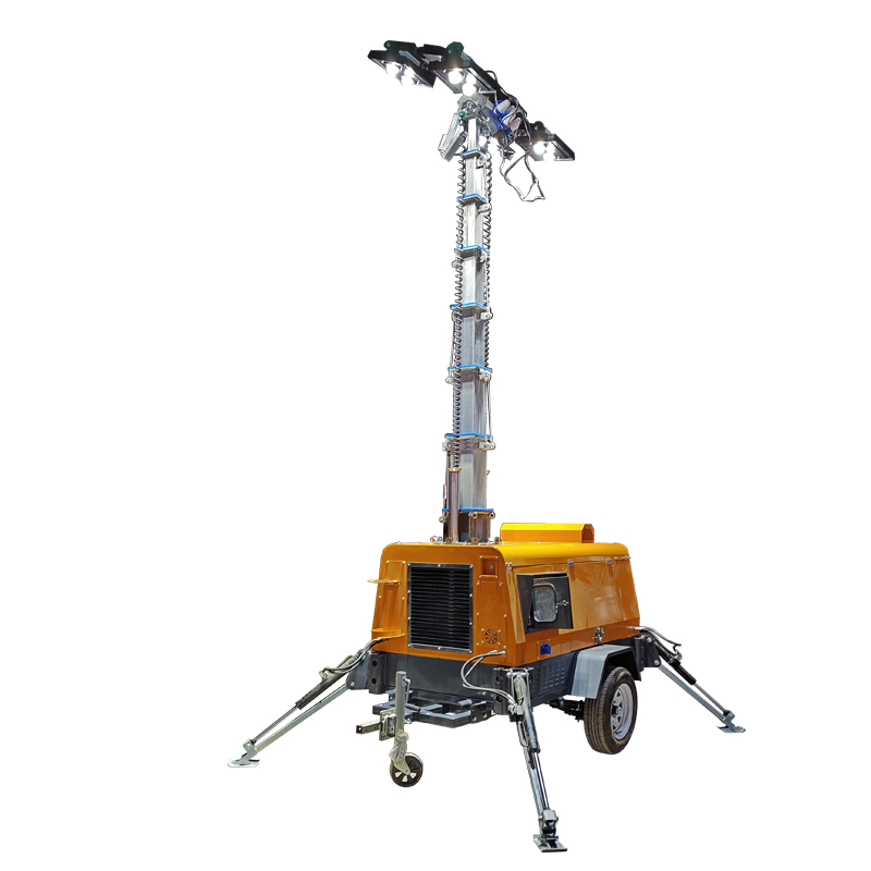 5m/7m/9m Veículo de Iluminação com Elevador Elétrico Manual 2kw/4kw /6kw Gerador a Diesel com 1000W*4 Haleto de Ouro Light/400W*4LED Luz