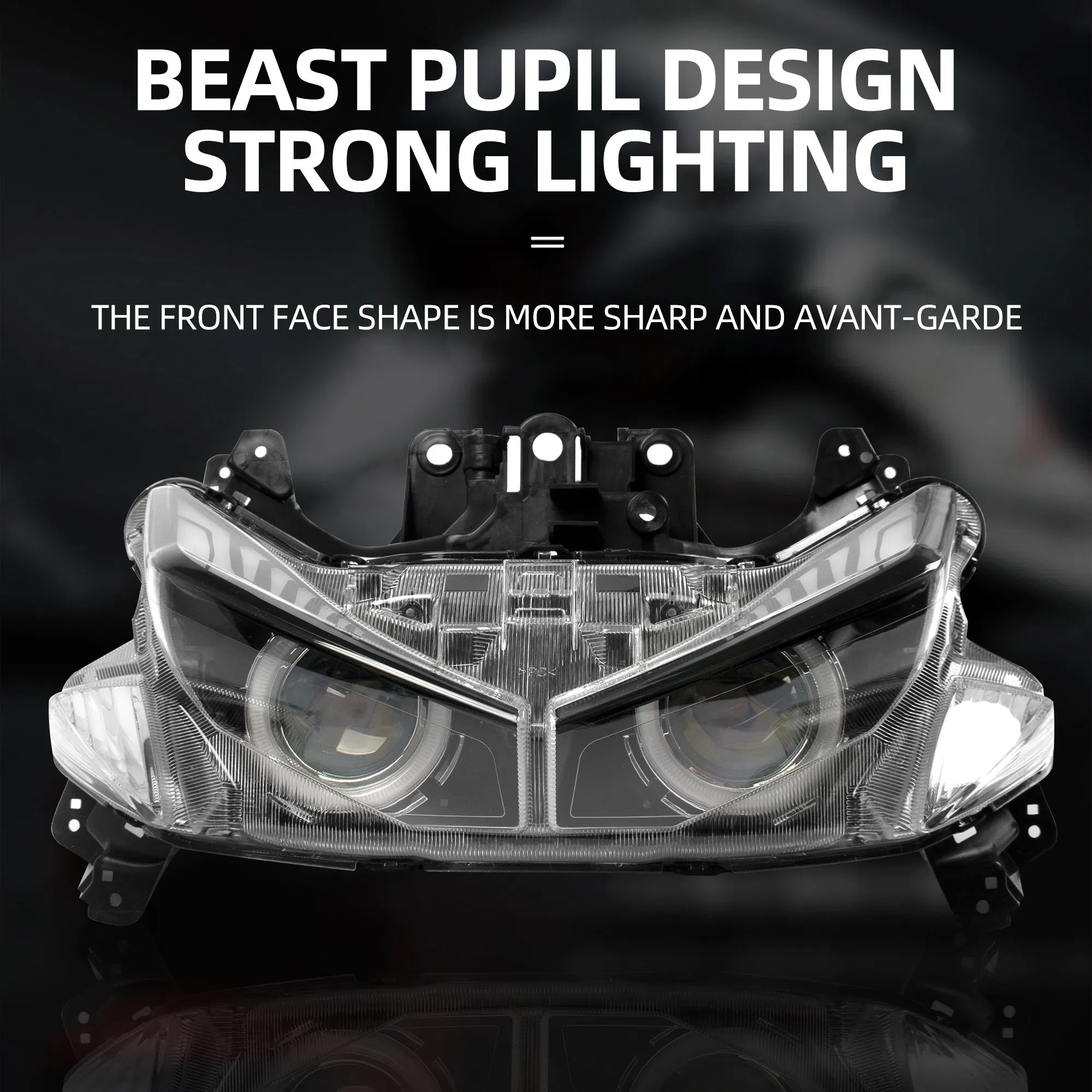 Sistema de Iluminação Automotiva com Farol Forte de Design de Pupila de Corrida com Sinalizador LED para YAMAHA Nvx Aerox 155