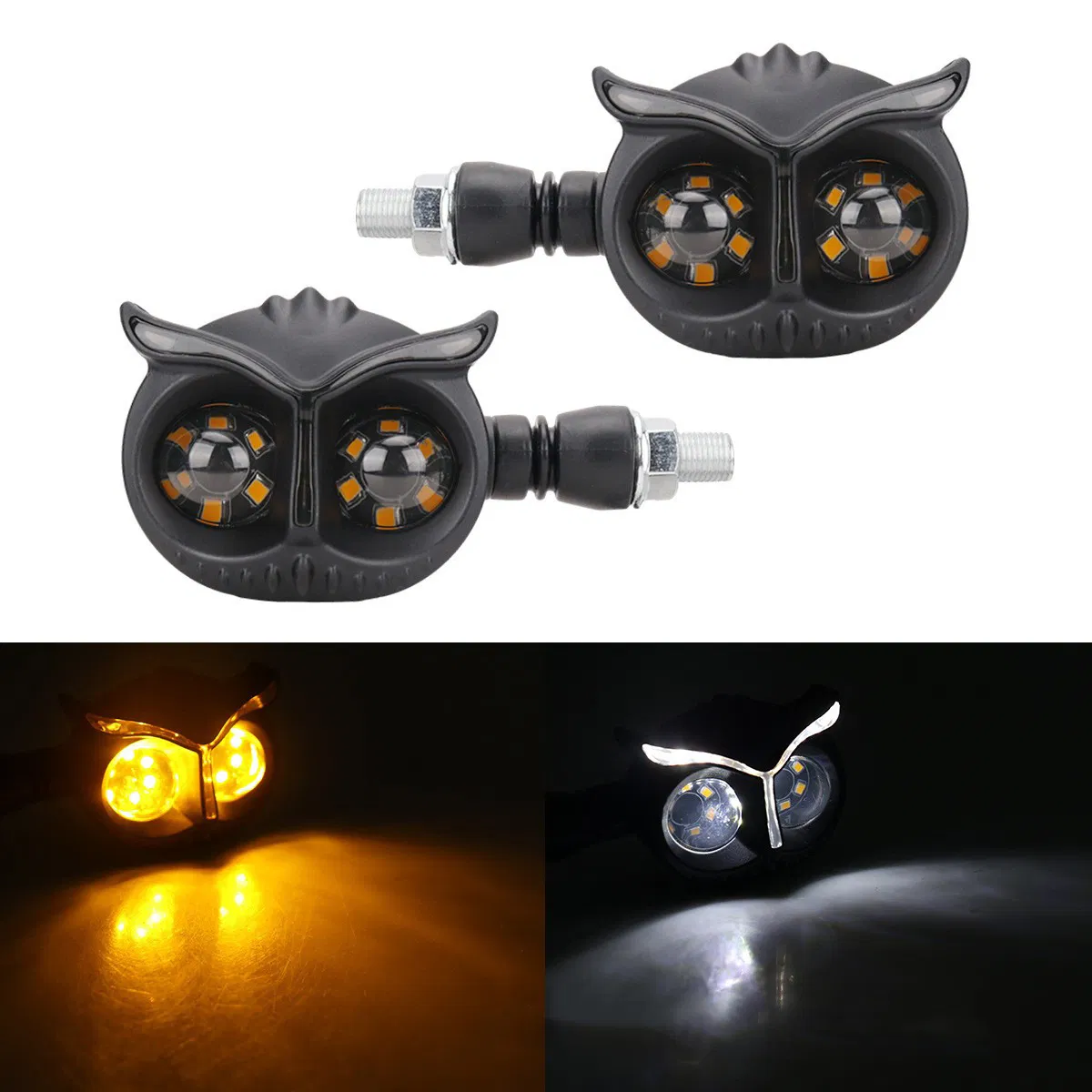 2PCS Sinalizadores LED de Motocicleta Universal Owl Luzes Indicadoras Âmbar Pisca-Piscas Sistema de Iluminação para Motocicleta