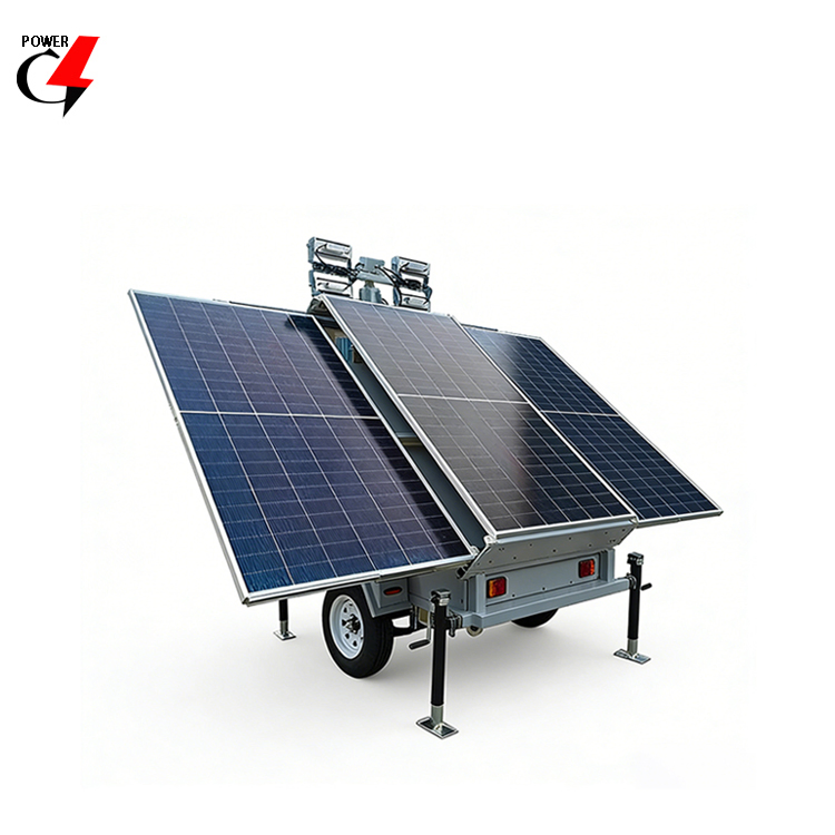Torre de Luz Solar para Trailer 4X150W 5000K Luzes LED de Dia IP44 Sistema de Iluminação Externa