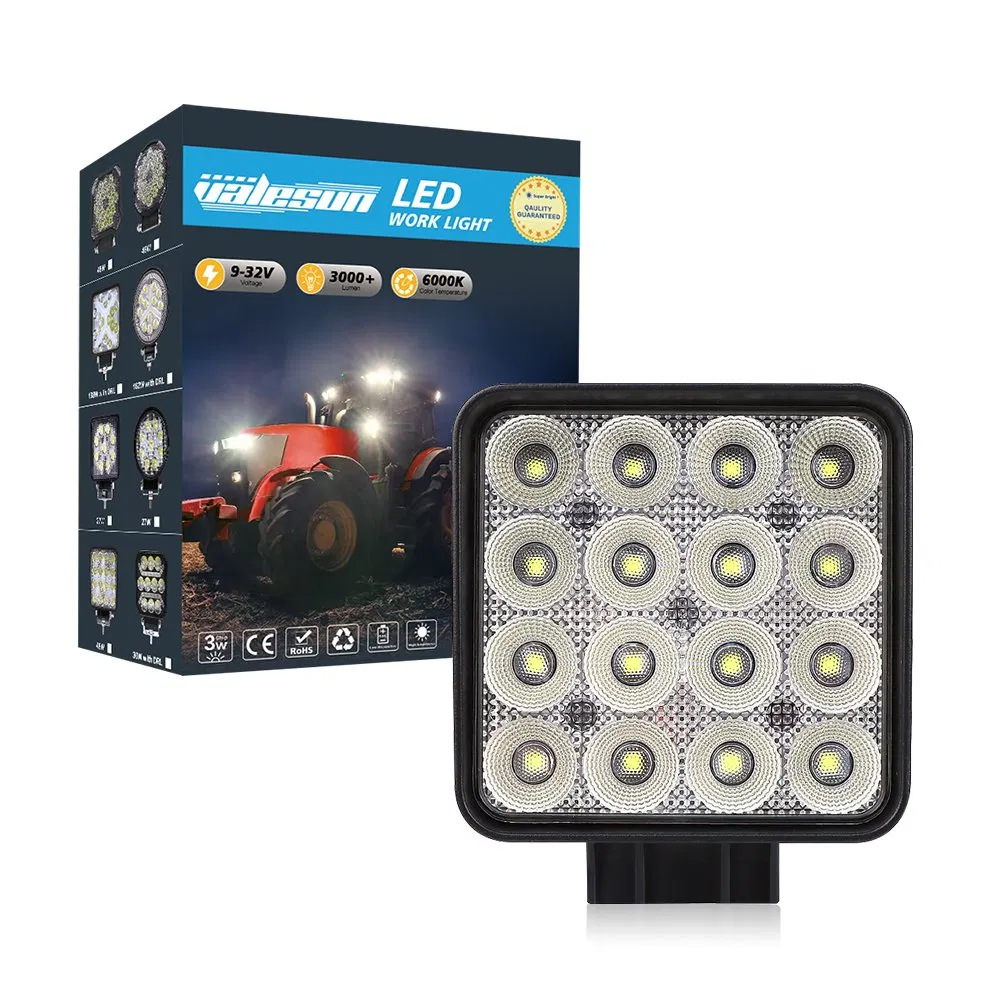 4 Polegada 50W 5000lm Luz de Trabalho LED 6000K Feixe de Inundação Carcaça de Alumínio Fundido para Veículos Agrícolas, Tratores, Empilhadeiras, etc