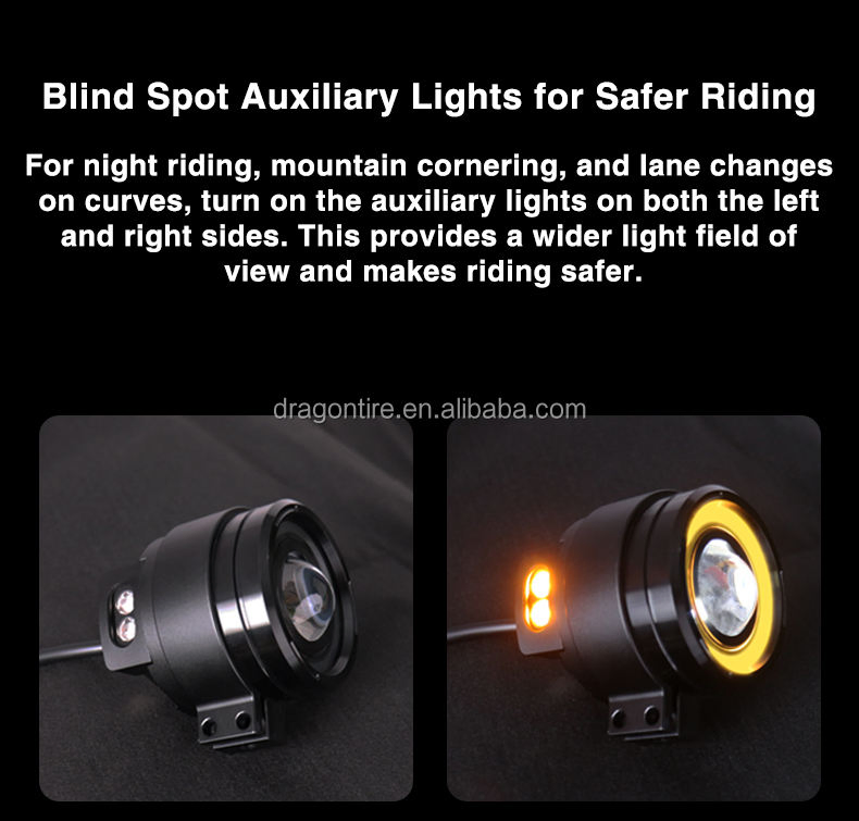 Jpad J1s Farol de LED para Motocicleta 6-Color Luz Auxiliar Halo Branca Amarela IP67 Acessórios para Motocicleta à Prova d'Água Sistema de Iluminação de Farol e Luz de Neblina