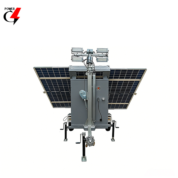 Torre de Luz Solar para Trailer 4X150W 5000K Luzes LED de Dia IP44 Sistema de Iluminação Externa