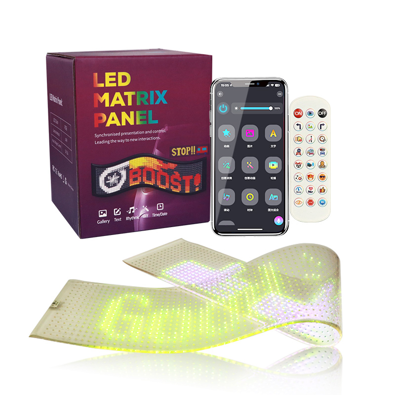 Painel de Tela de Pixel LED Matriz Endereçável Flexível Sinalizador Rolante Colável Exibição LED DIY Padrão de Texto RGB para Janelas de Carro