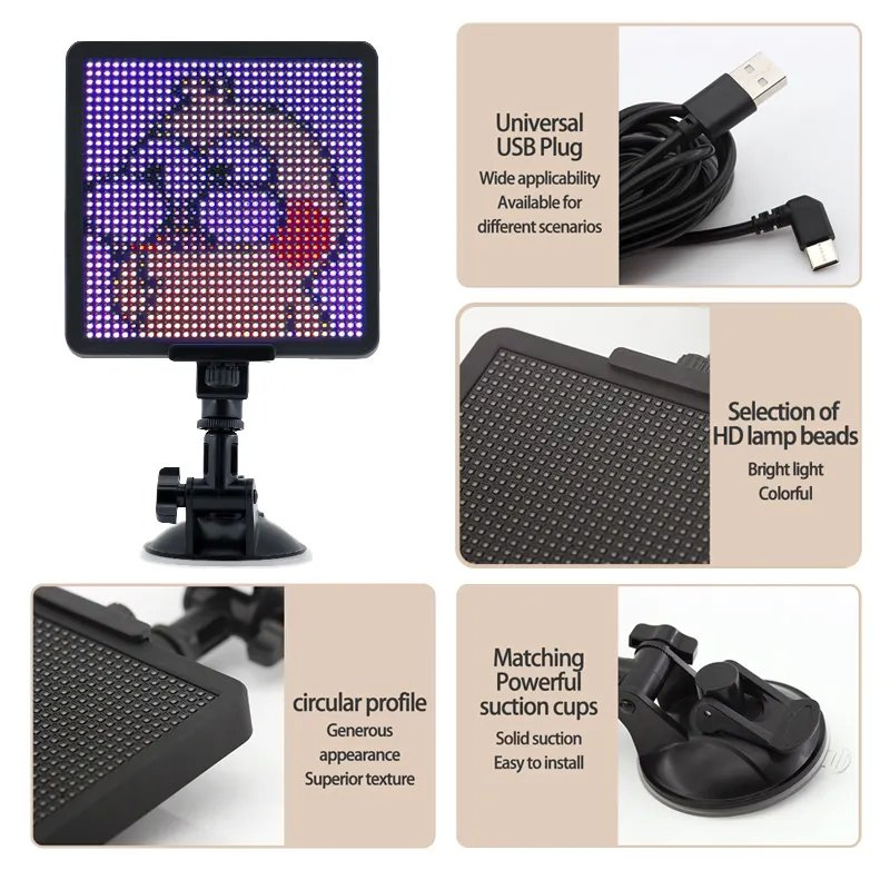 Tela LED de Alta Qualidade para Carro, Display de LED para Vidro Traseiro, Tela em Cores Completas