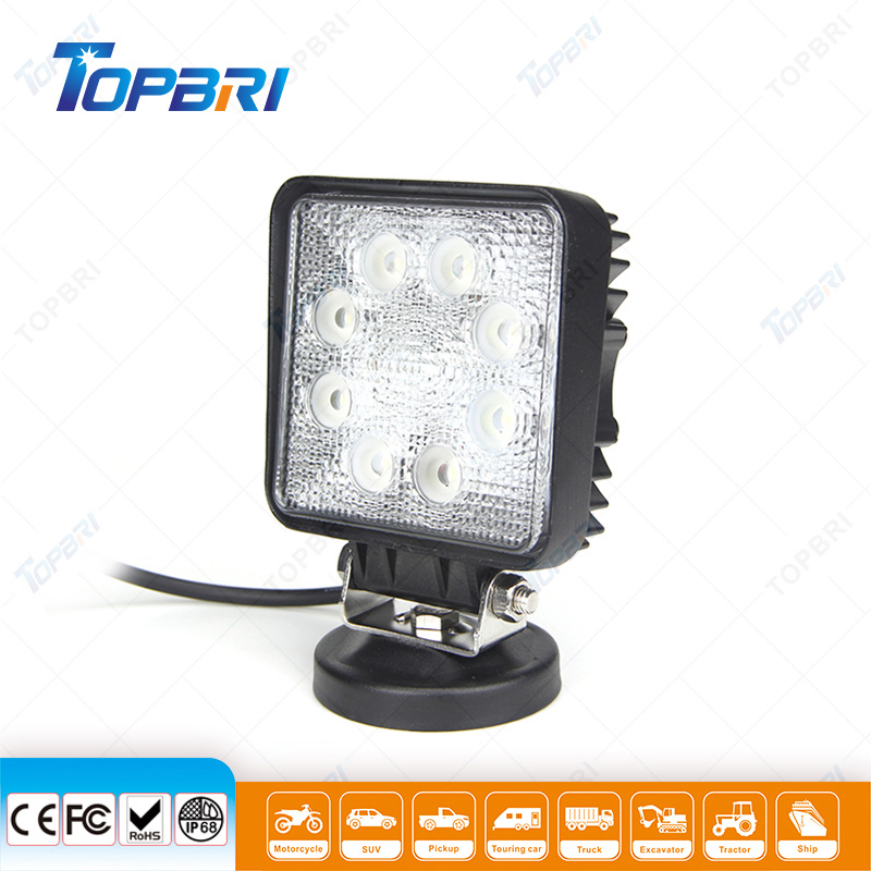 Luz de Trabalho LED Bright Epistar Square 24W para Veículos Agrícolas Offroad