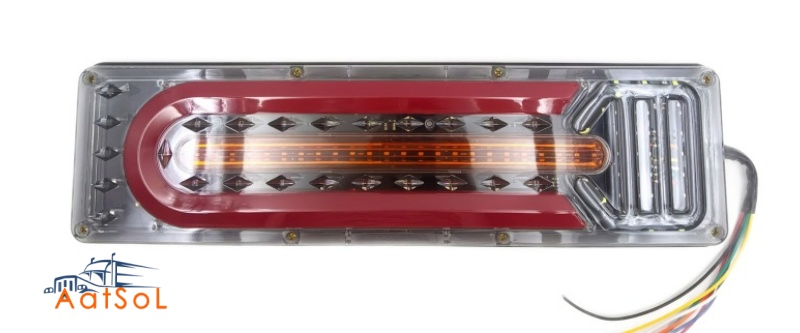 Lanterna Traseira LED Multifuncional para Reboque com Luz de Parada, Ré e Sinal de Mudança de Direção com Indicador Dinâmico para Caminhão de Tráfego