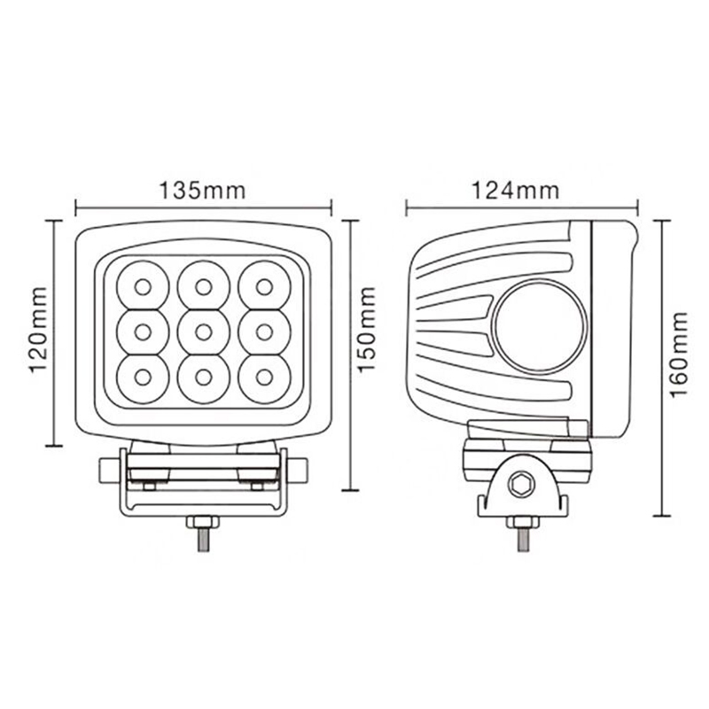 5inch 12V 24V 90W Luz de Trabalho LED de Inundação Spot para Caminhão Pesado, Carregador, Trator, Colheitadeira, Carro Offroad 4X4 Luz de Trabalho para Máquinas de Madeira