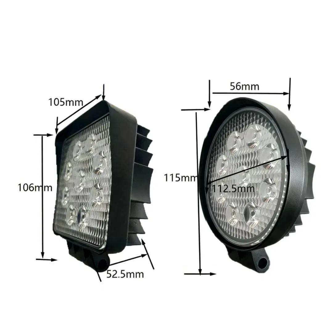 27W Luzes de Trabalho LED Amarelas e Brancas para Motocicletas Adequadas para Veículos Agrícolas