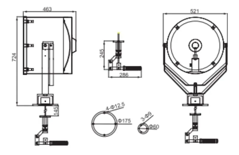 Dimensões do projector