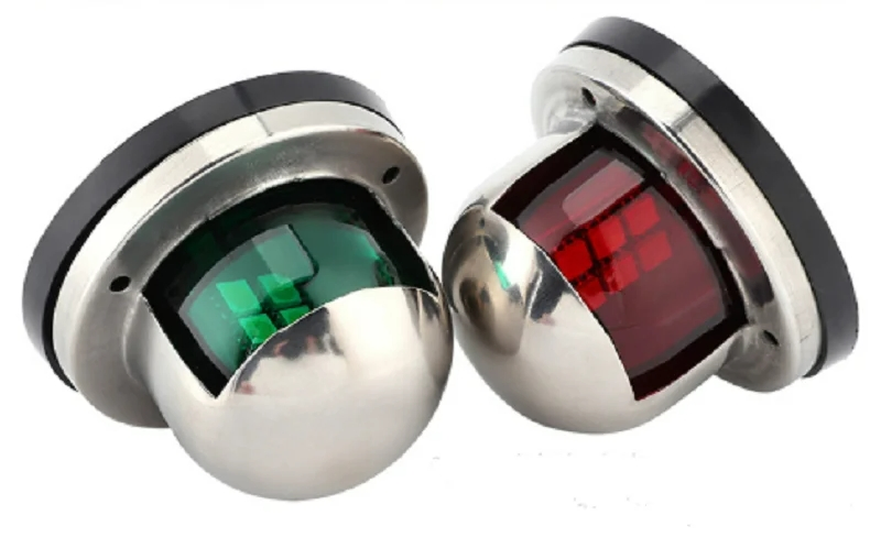 Luz de sinalização marinha LED vermelha e verde à prova d'água em aço inoxidável para proa, luzes de navegação para barco, iate e caminhão