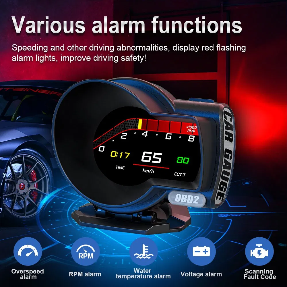 Diagnóstico a Bordo 2 Painel de Instrumentos Automotivo Display LCD F8PRO Medidor Digital Inteligente Sistema de Posicionamento Global Velocímetro Peças Automotivas