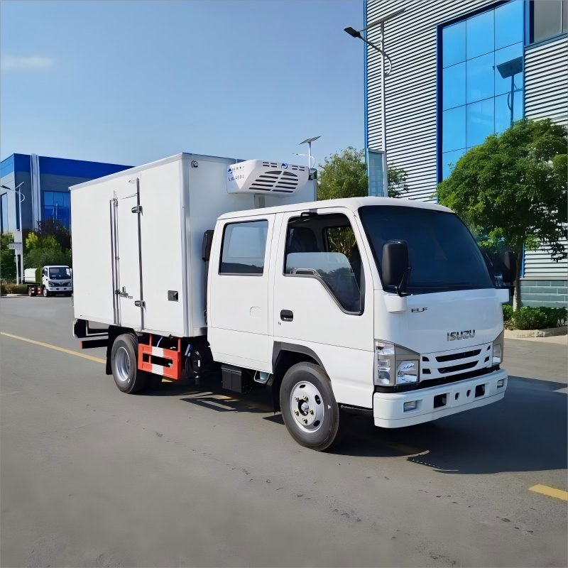 4X2 Caminhão Refrigerado Isuz U 20 Tonelada Cabine Dupla Van Isolada para Transporte de Alimentos, Refrigerador, Congelado, Cadeia Fria, Logística, Transporte de Carne Fresca
