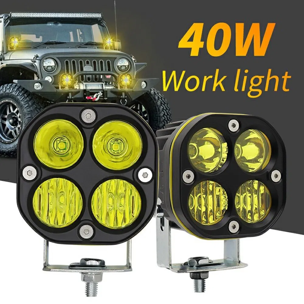 D1-1 3 Luz de Trabalho LED Quadrada de 1 Polegada, 40W Lâmpada de Neblina para Carro, para Veículo Off Road Luz de Parachoque Frontal